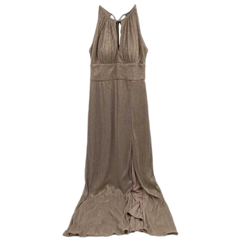R&M Richards Gold Pleated Maxi Dress Sleeveless Keyhole | Womens 4